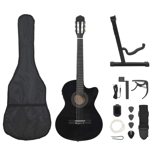 Guitar Set with Equalizer, 12 parts, black, 6 strings