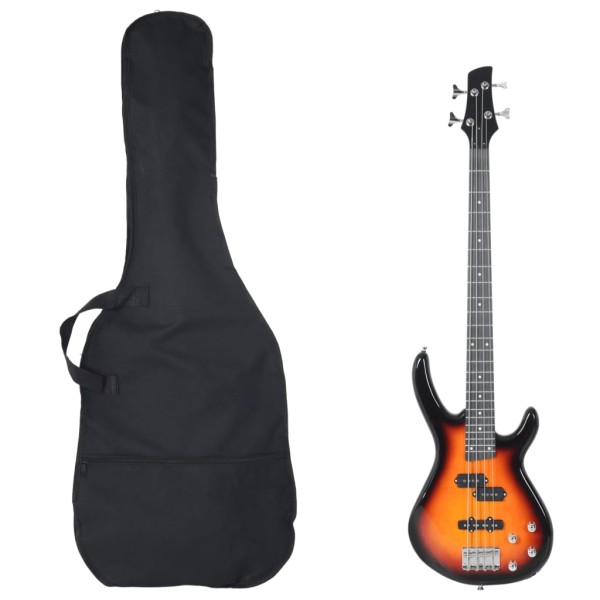 Electric bass guitar for beginners, brown / black, 4 / 4 46 "