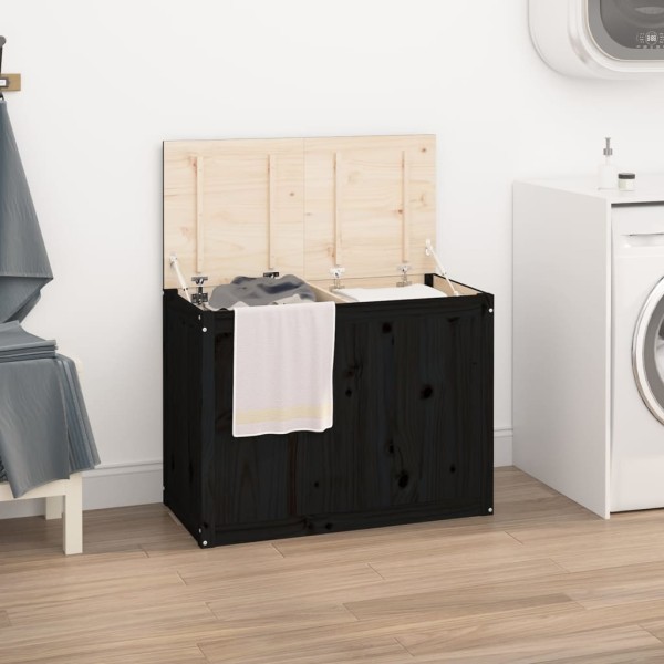 Washing box, black, 88,5x44x66cm, pine wood array