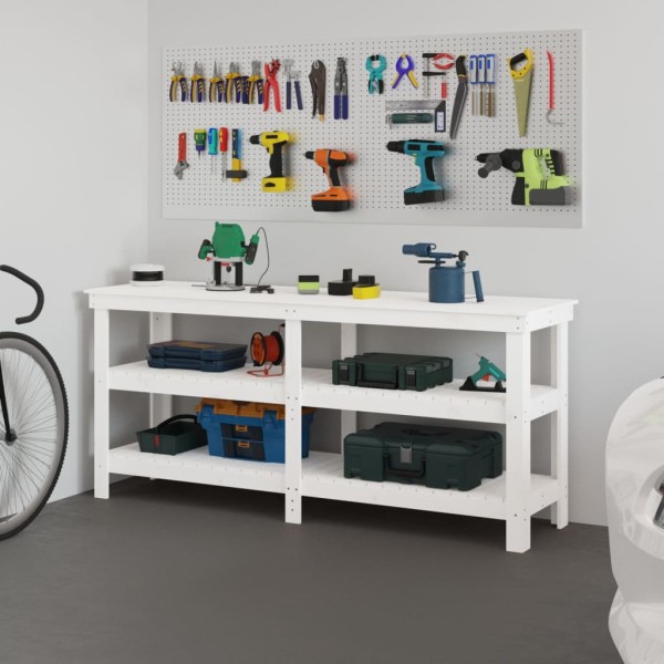 Desktop, white, 181x50x80cm, pine wood array