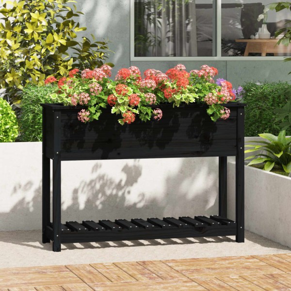 Lovel with shelf, black, 111,5x34,5x81cm, pine array