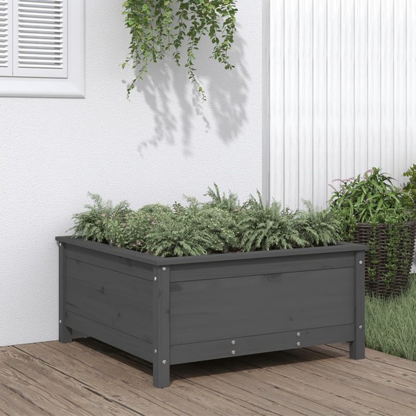 Garden bed, gray, 82,5x82,5x39cm, pine wood array