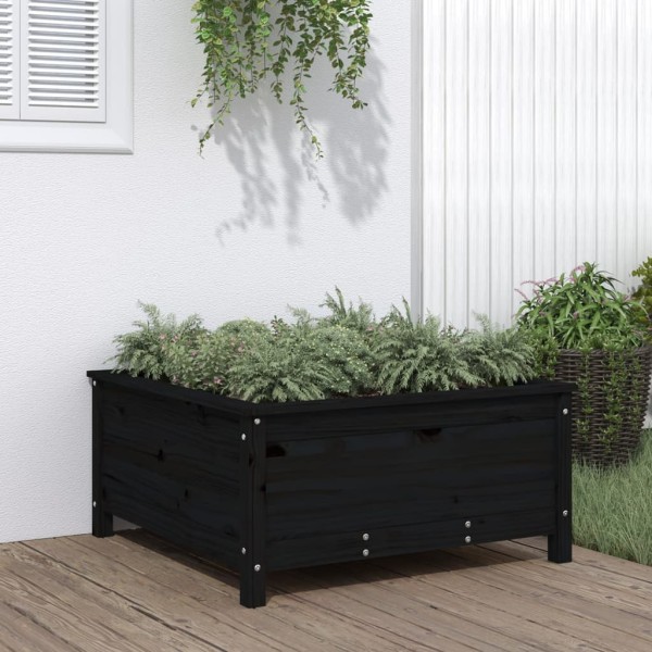 Garden trough, black, 82,5x82,5x39cm, pine wood array