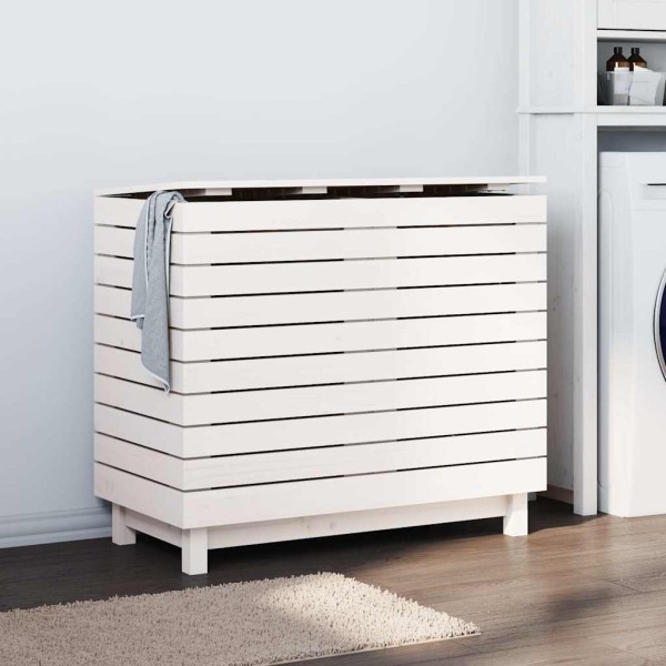 Washing basket, white, 88,5x44x76cm, pine array