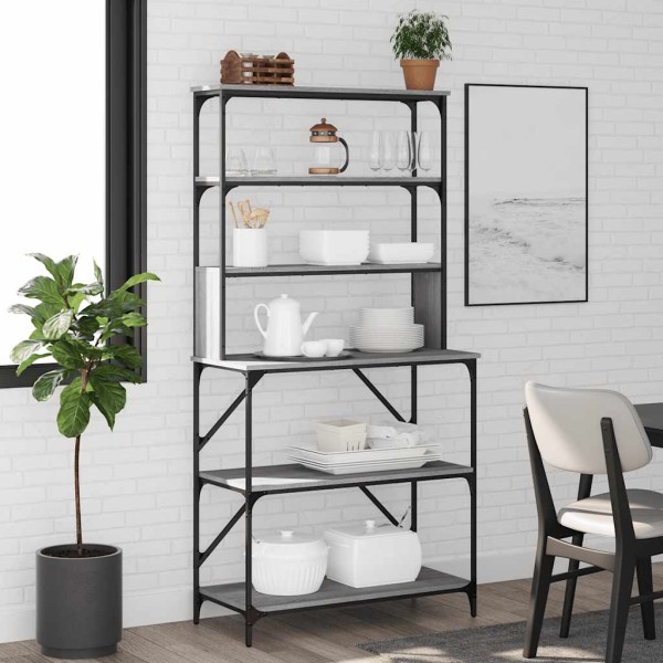 Kitchen shelf, 6 floors, gray oak, 90x40x180cm, wood