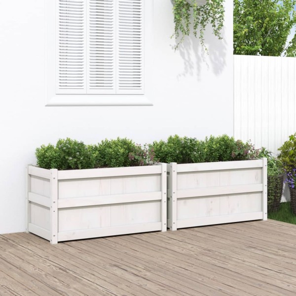 Garden beds, 2pcs., white, pine wood