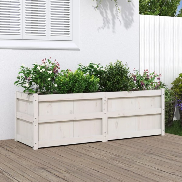 Garden bed, white, 150x50x50cm, pine wood array