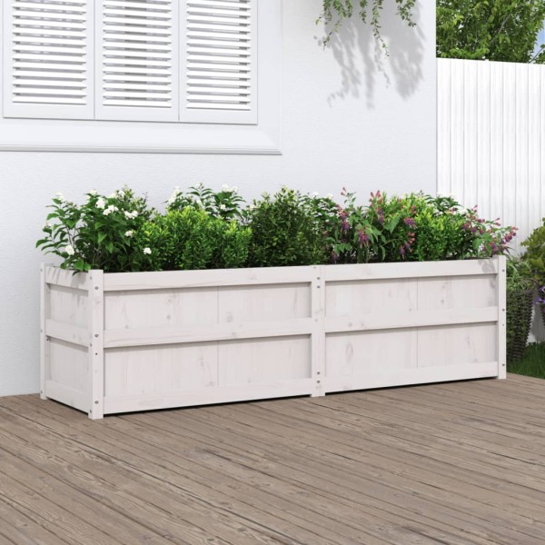 Garden bed, white, 180x50x50cm, pine wood array