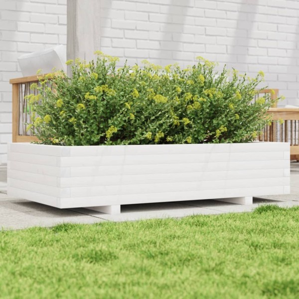 Garden bed, white, 110x60x26,5cm, pine wood array