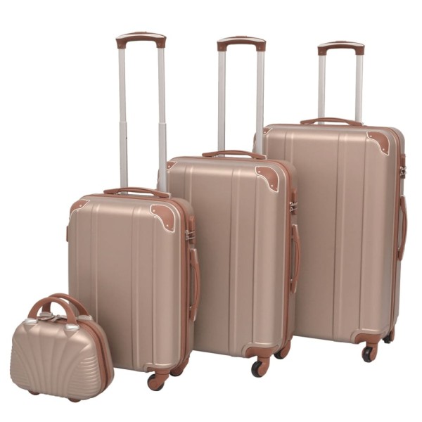 4 Solid roller suitcases, champagne color