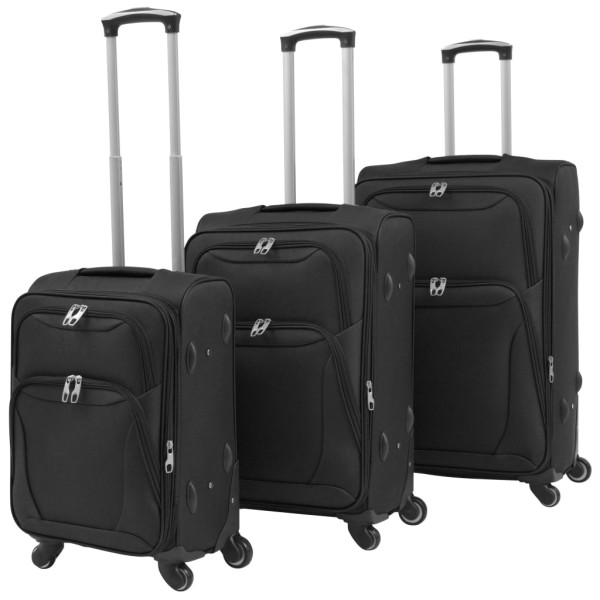 Soft suitcase set, 3pcs., black colour.