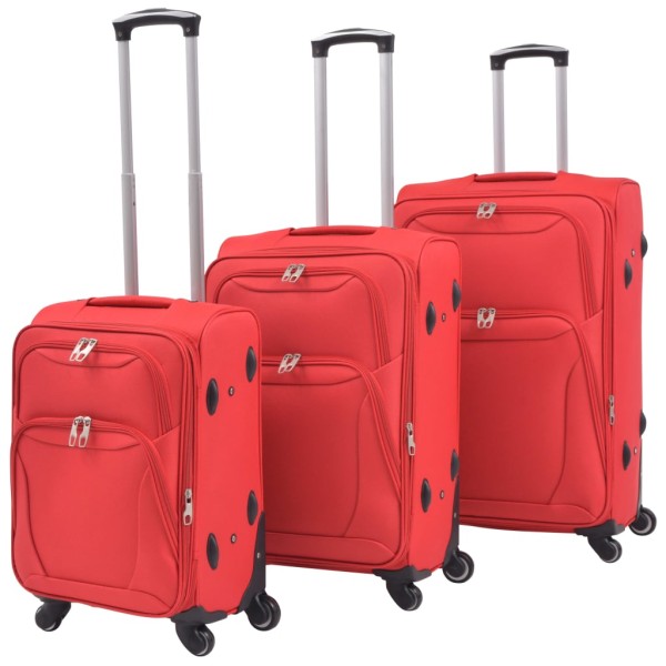 Soft roller suitcase set, 3pcs., red colour.