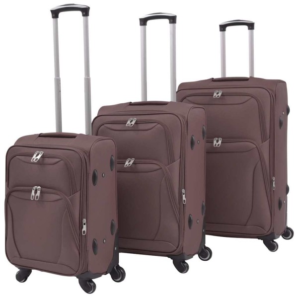 Soft suitcase set, 3 parts, coffee color