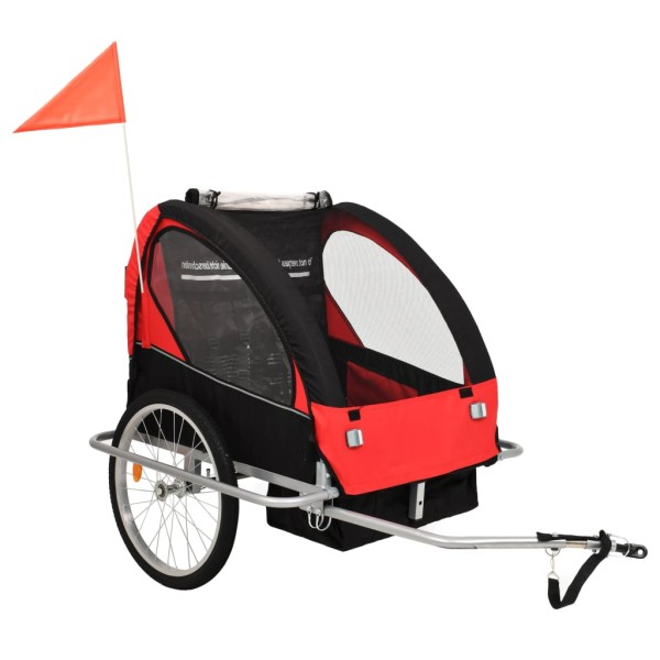 2-1 Bike trailer and trolley, black and red
