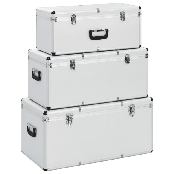 Boxes for items, 3 pcs, silver color, aluminium