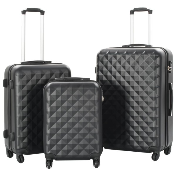 Lagaminos with circle, 3 pcs, black colour, ABS, hard.