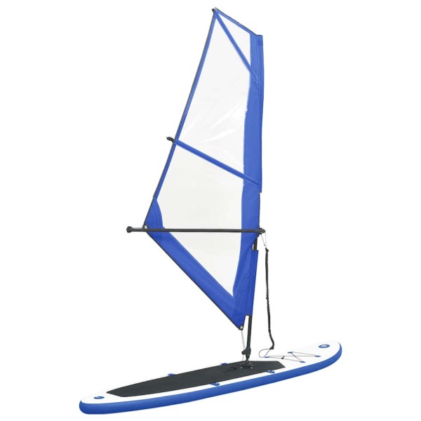 Inflatable paddle with sail set, blue and white
