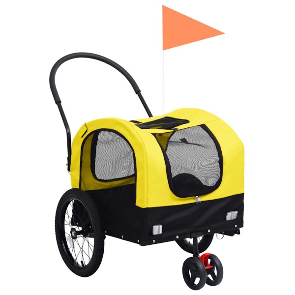 2-1 Bike trailer / cart for pets, yellow / black