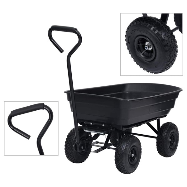 Handheld garden trolley, black, 300kg, 75l