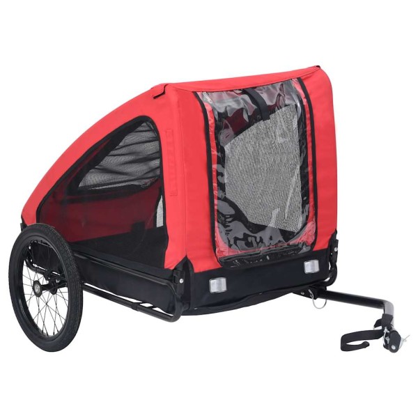 Bicycle trailer for pets, red and black