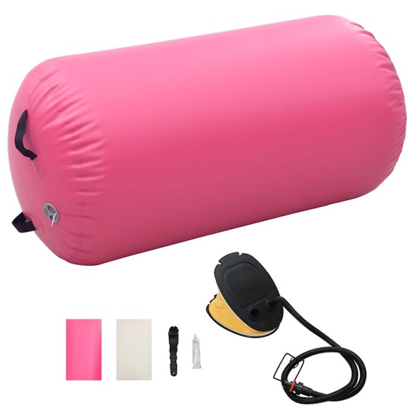 Gymnastic roll with pump, pink, 120x90cm, PVC