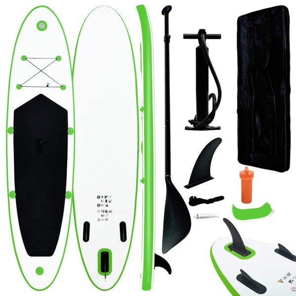 Inflatable paddle set, green and white