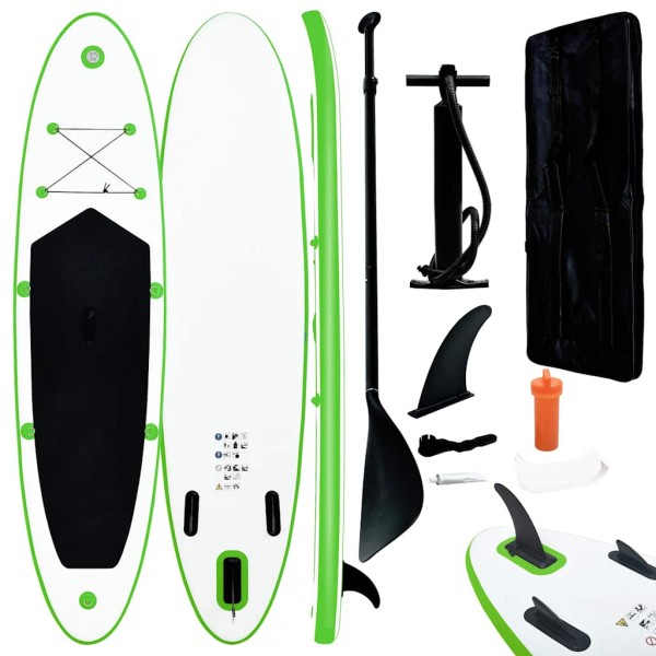Inflatable paddle set, green and white