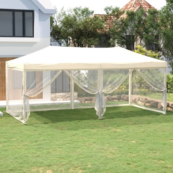 Tempered tent with side walls, creamy, 3x6m