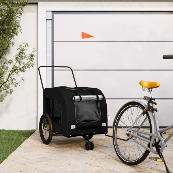 Bicycle trailer for pets, black, oxford fabric / iron