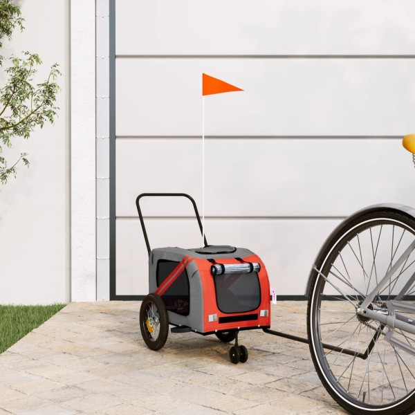 Bicycle trailer for pets, orange / black, fabric / iron