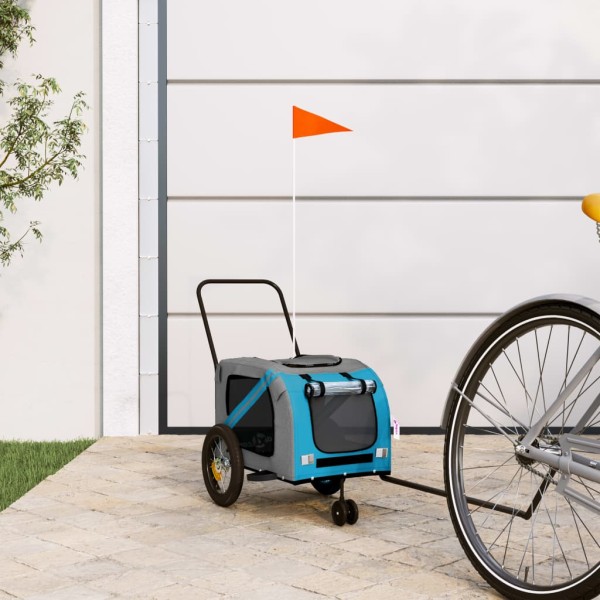 Bike trailer for pets, blue / black, fabric / iron