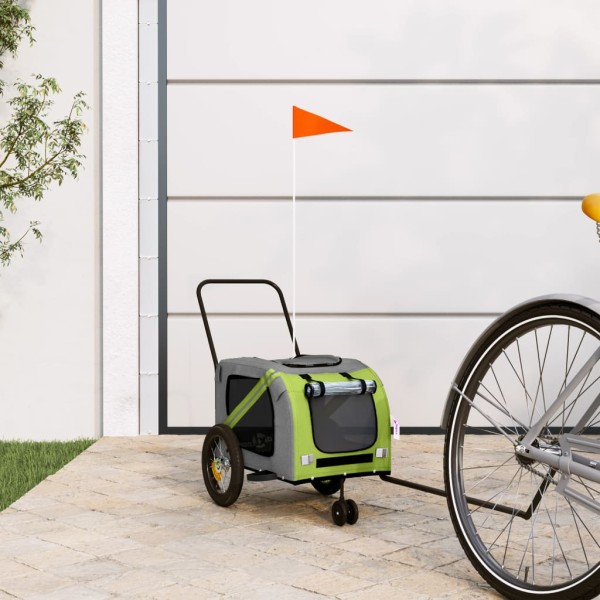 Bike trailer for pets, green / black, fabric / iron