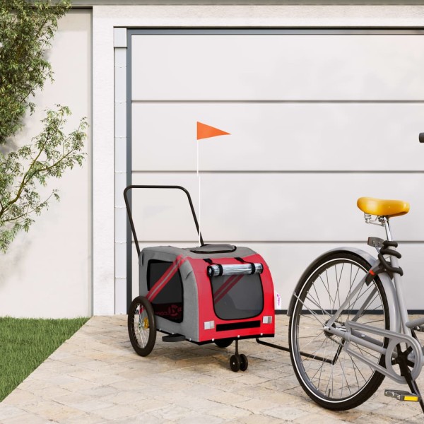 Bicycle trailer for pets, orange / gray, fabric / iron