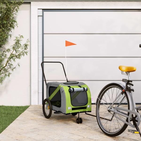 Bike trailer for pets, green / gray, fabric / iron