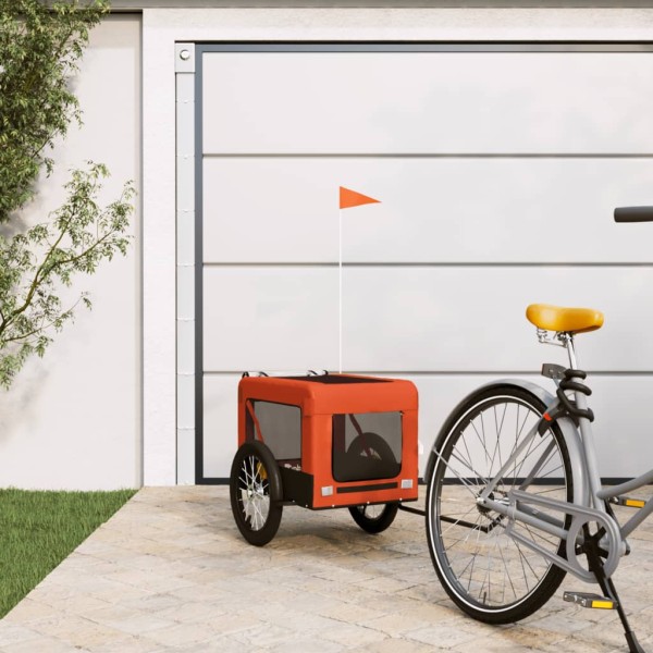 Bicycle trailer for pets, orange / black, fabric / iron