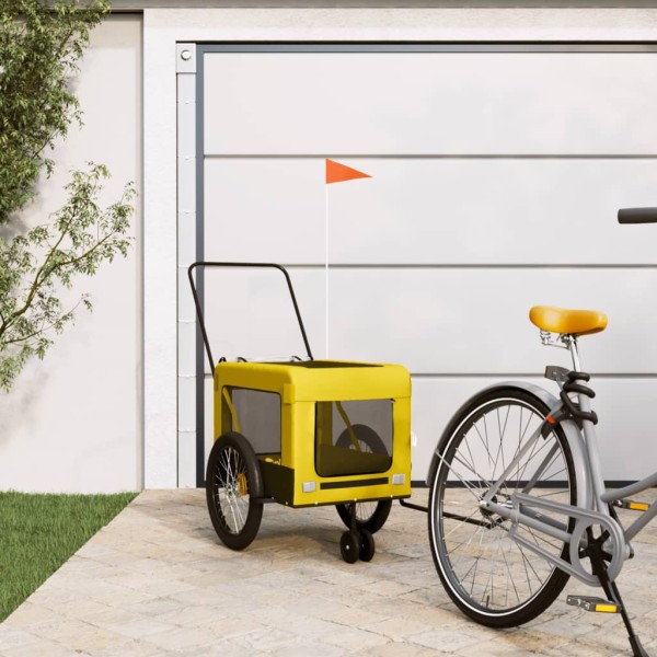 Bicycle trailer for pets, yellow / black, fabric / iron