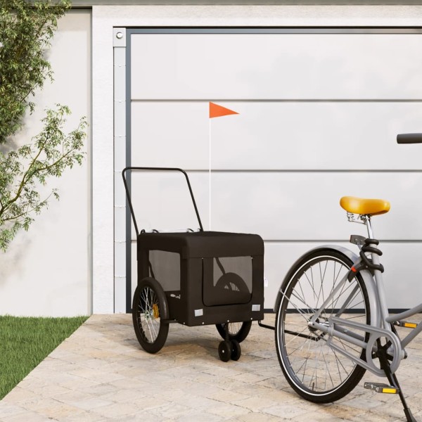 Bicycle trailer for pets, black, oxford fabric / iron