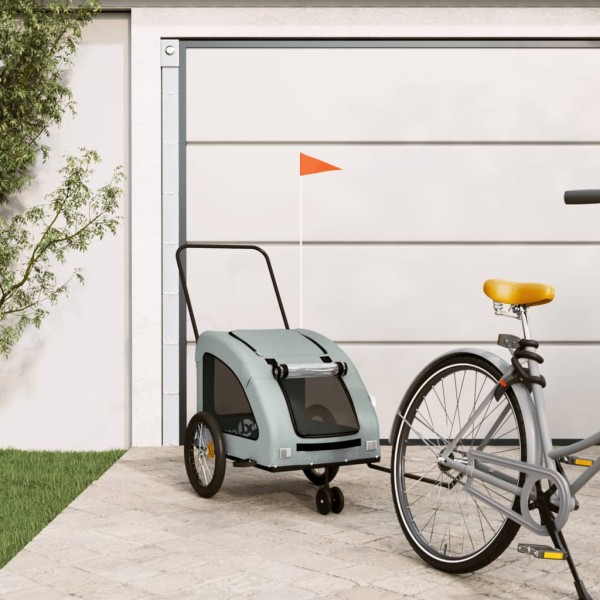 Bicycle trailer for pets, gray, oxford fabric / iron