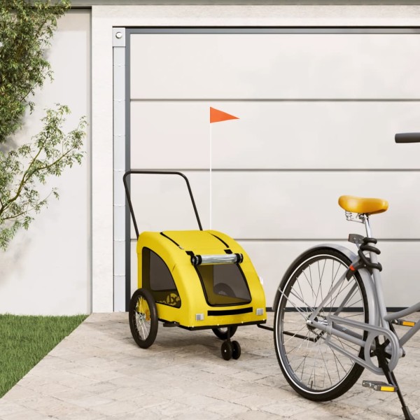 Bicycle trailer for pets, yellow, fabric / iron