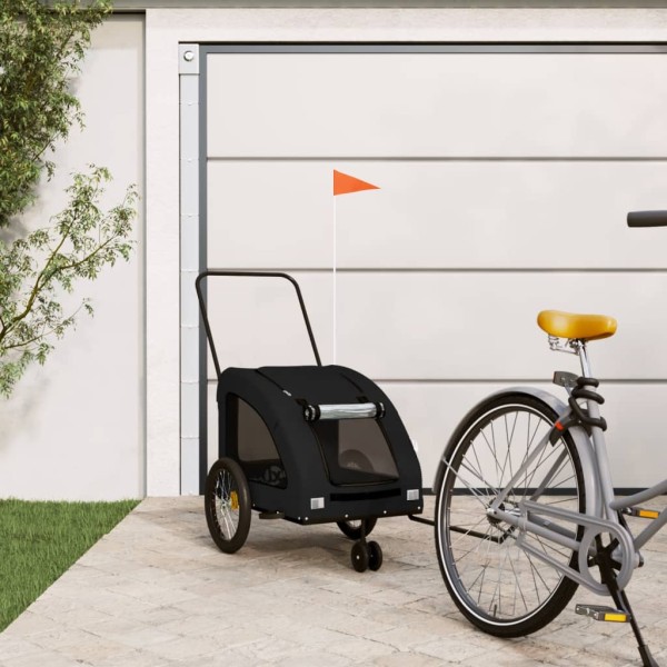 Bicycle trailer for pets, black, oxford fabric / iron