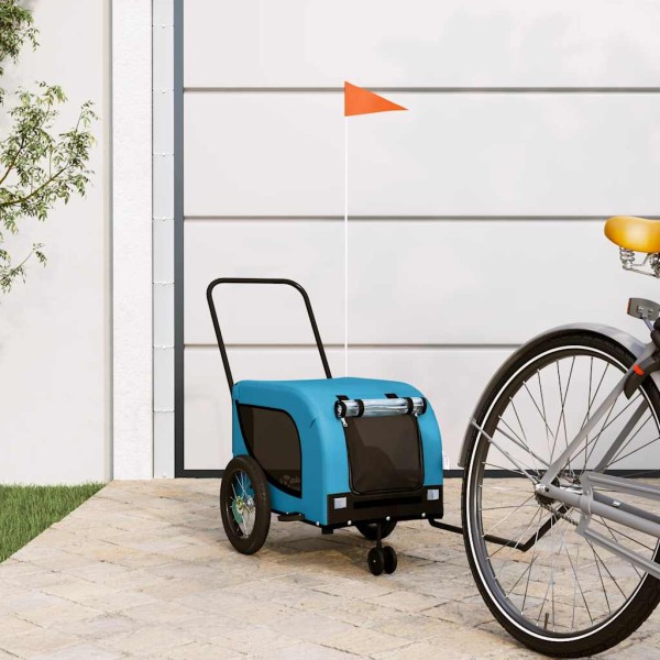 Bike trailer for pets, blue / black, fabric / iron