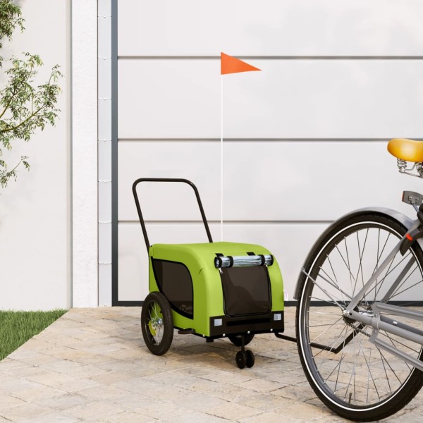 Bike trailer for pets, green / black, fabric / iron