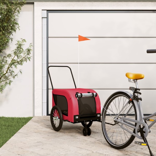 Bicycle trailer for pets, red / black, fabric / iron