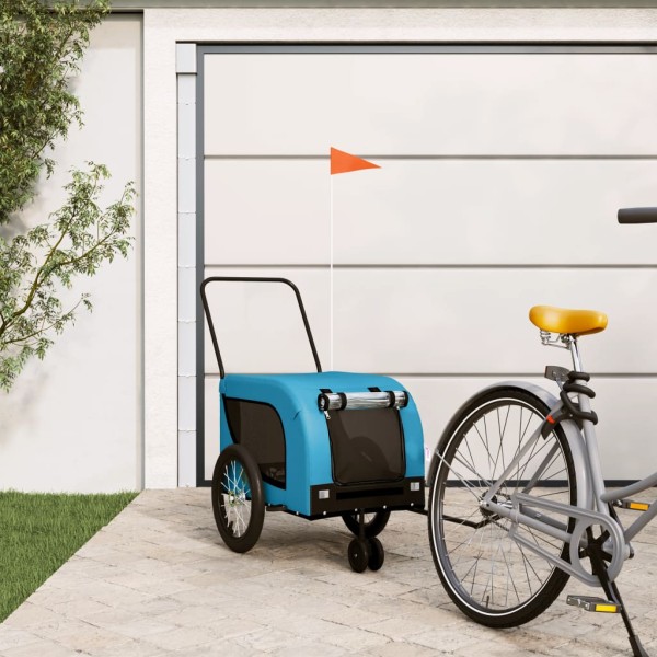Bike trailer for pets, blue / black, fabric / iron