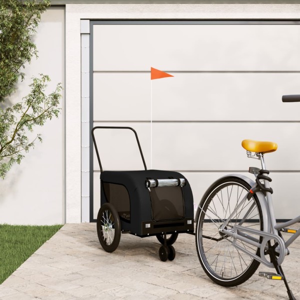 Bicycle trailer for pets, black, oxford fabric / iron