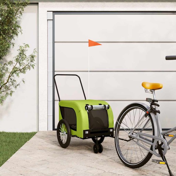 Bike trailer for pets, green / black, fabric / iron
