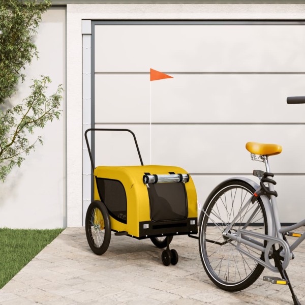 Bicycle trailer for pets, yellow / black, fabric / iron