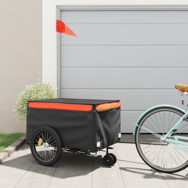 Bicycle trailer, black and orange, 45kg, iron