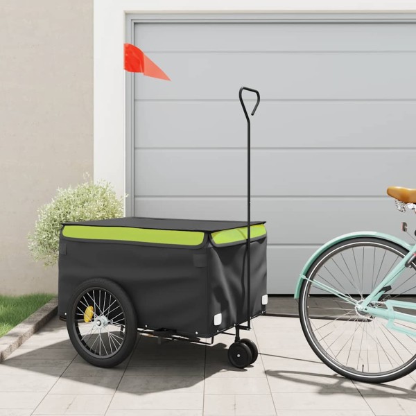 Bicycle trailer, black and green, 45kg, iron