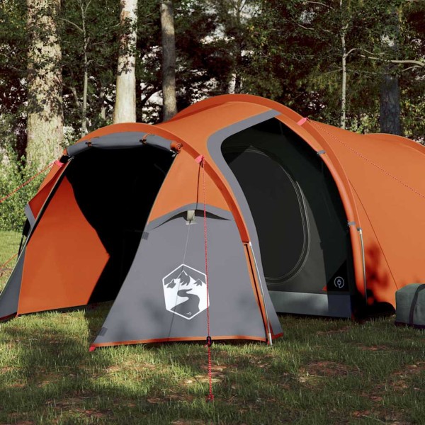 Camping tent, orange, triple, tunnel